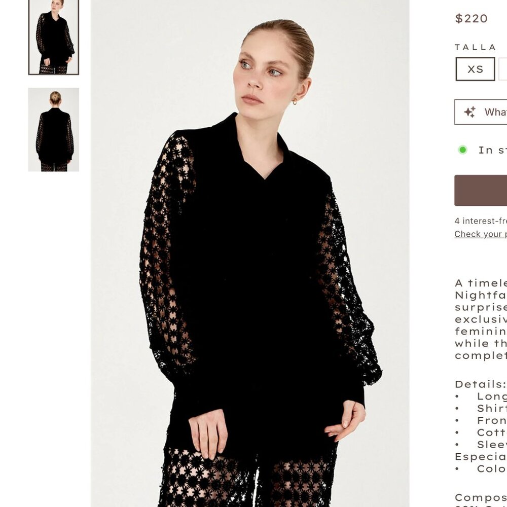 NWT Especia Button Down Lace Top. Size Small